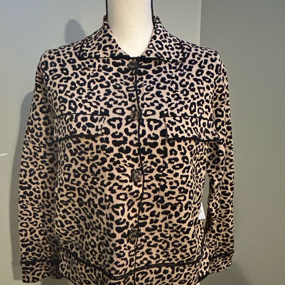 Tribal Double Knit Button Front Cardigan Jacket